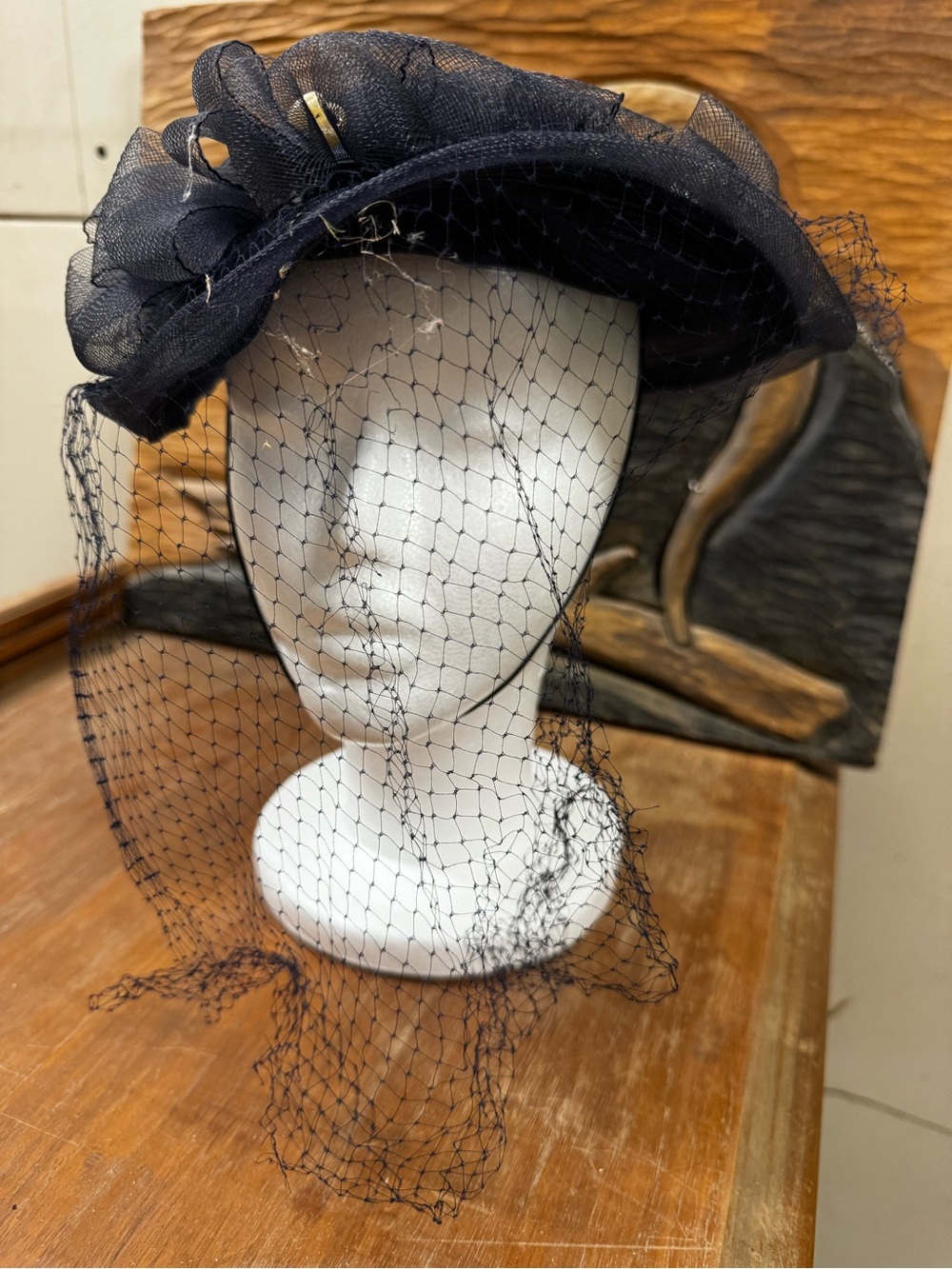 Vintage Blue Veiled Fascinator Hat - Elegant Women's Accessory